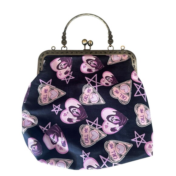 Custom Scream Ghost Face Call Me Clasp Kiss Lock Closure Shoulder Purse Fashion - Picture 3 of 8